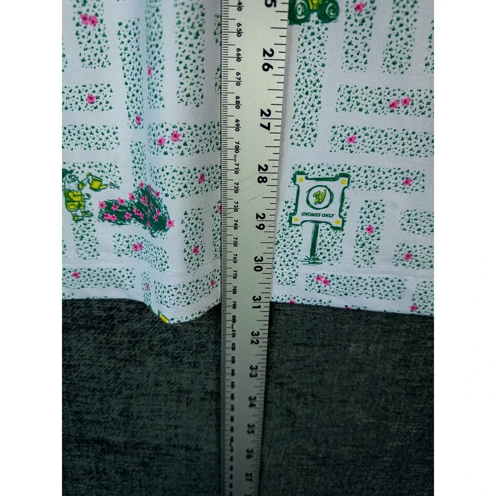 Waggle Gnomes Only Golf Print Polo Shirt Mens XL White Green Masters Party - Picture 6 of 7